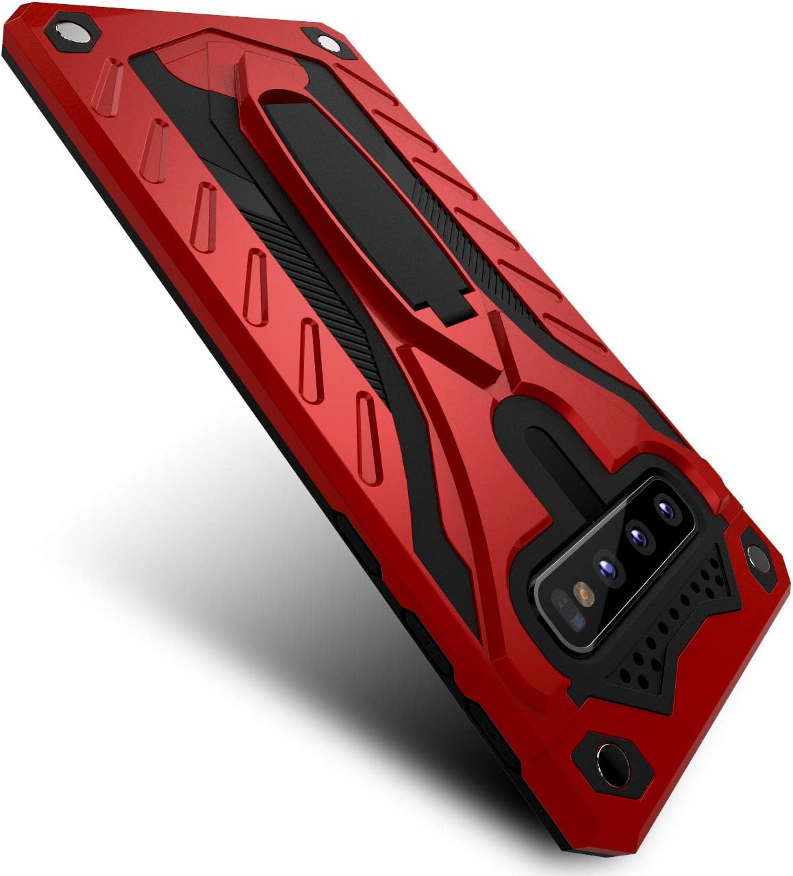 Kitoo Designed for Samsung Galaxy S10 Case with Kickstand, Military Grade 12ft. Drop Tested - Red