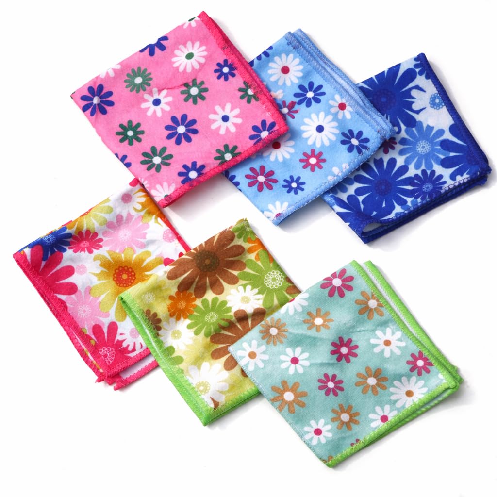 pure source india Nylon Hankies For Girls & Women Multicolour Pack of 6 (24X24CM) (Design Might be Vary as per availability)-picture-10