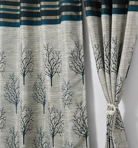 Image of Homefab India Jute Modern Eyelet Long Door Curtain - 9ft, Blue