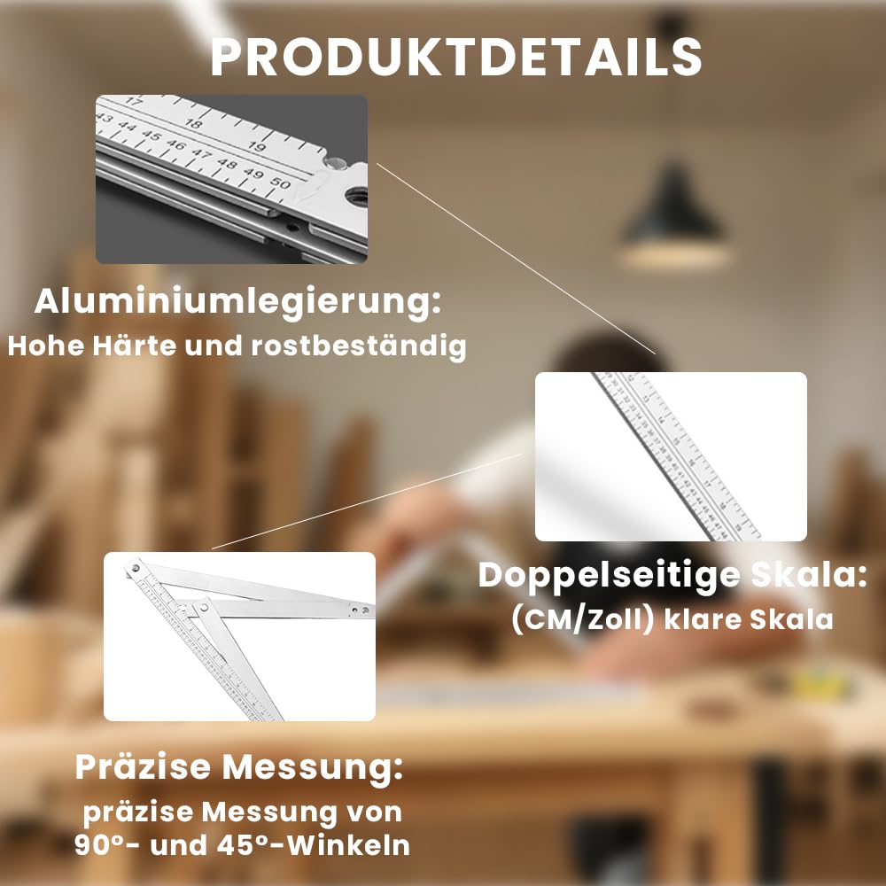 Bauwinkel 600 x 600 x 840mm, Maurerwinkel mit Aufbewahrungstasche, Bauwinkel Klappbar mit Skala für Ziehen, Tischlerarbeiten