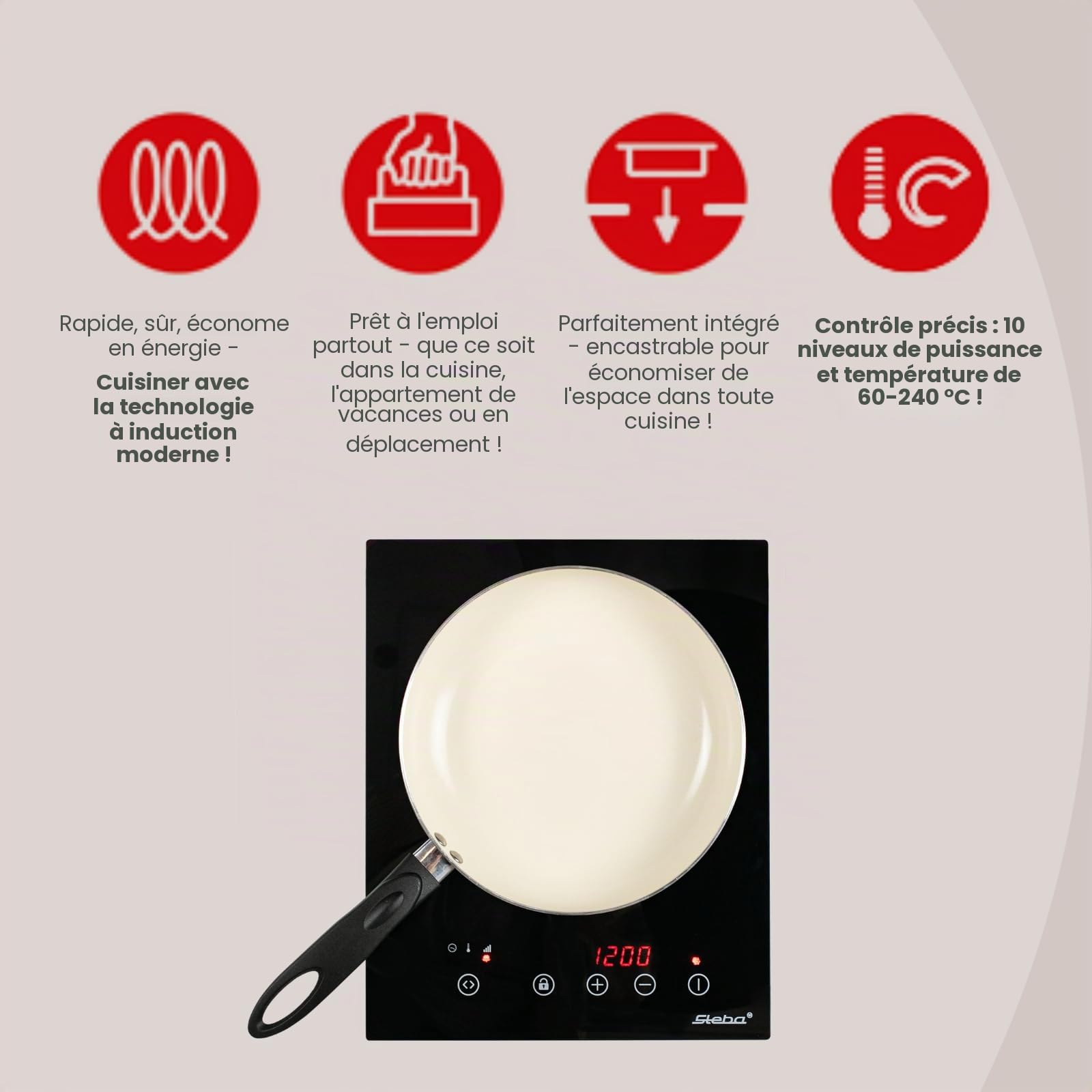Steba IK 60 E Plaque à Induction/ou encastrable mobile/réglage de la température