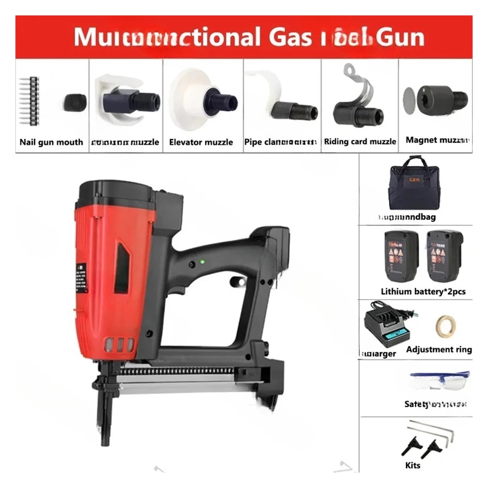 Pneumatyczny Pistolet Do Gwoździ Akumulator Litowy Akumulatorowy Energia Wodna Obróbka Drewna Stalowa Gwoździarka Zszywacz Elektryczny Bezpieczeństwo i wygoda(Multifunctional)