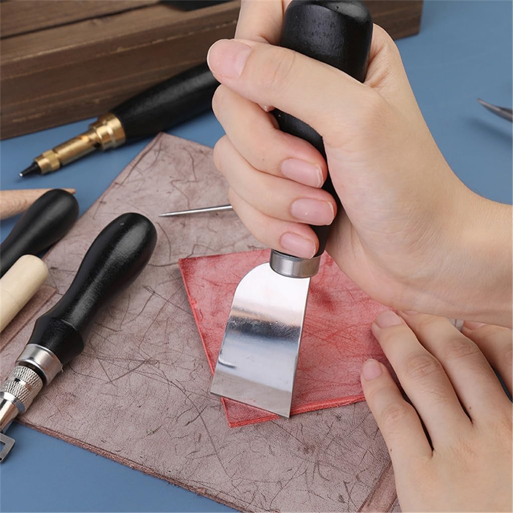 Juego de Herramientas Profesionales para Trabajar el Cuero, Herramientas para artesanía en Cuero, Tallado, Corte, punzonado, Costura a Mano, Bricolaje