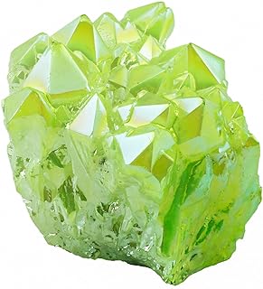 Rockcloud Healing Crystal Natural Titanium Coated Fluorescein Rock Quartz Cluster Geode Druzy Home Decoration Gemstone Specimen