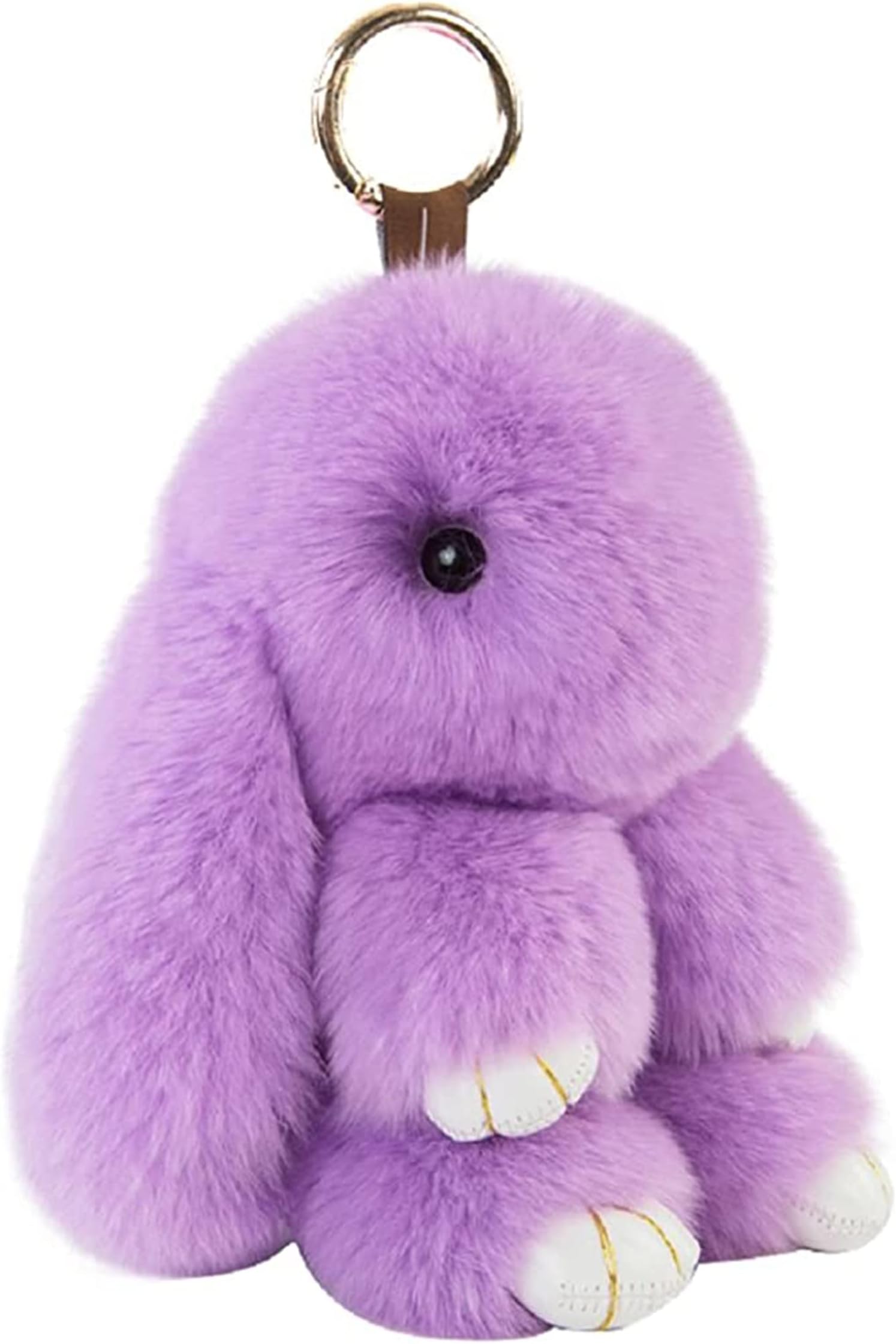 Soft Cute Rabbit Fur Pom Pom Keychain Fluffy Real Rex Bunny Keychain Decoration