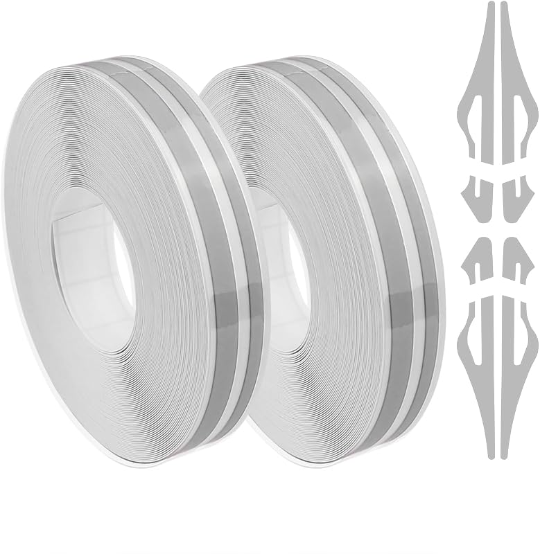 Fita de pinstriping automotivo SSNNUU em vinil prata – 2 unidades, 9,75 m