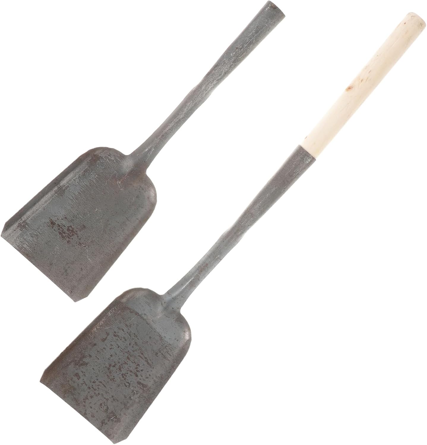 2pcs Small Household Coal Shovel Set, Black Cast Iron Fireplace Ash Shovel Without Wood Handle, Portable Spade for Stove and Fire Pit Cleaning