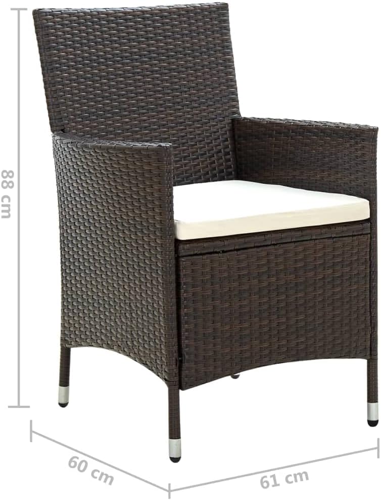 Patio Chairs with Cushions 2 pcs,Garden Chair,Modern Style,High Back Chairs,Lounge Chairs,Lawn Chairs,Club Chairs,Outdoor Chair,for Garden,Backyard,Lawn,Porch,Poolside and Balcony,Poly Rattan Brown