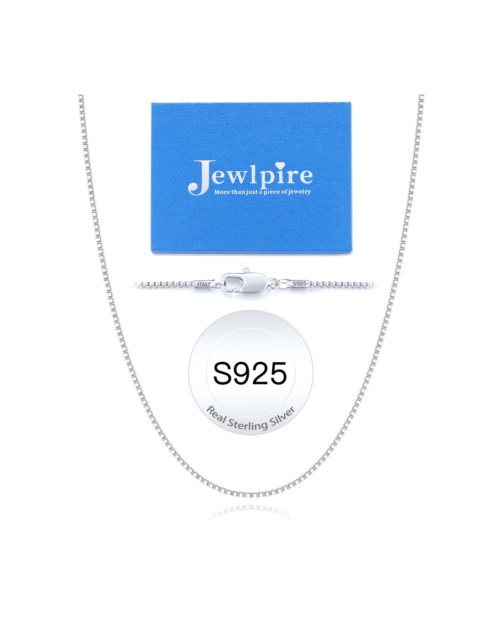 Jewlpire 1.1mm 1.3mm Box Chain 925 Sterling Silver Chain Necklace for Women, 14K Gold Plated Chain for Women Sturdy & Shiny Women's Chain Necklaces 14