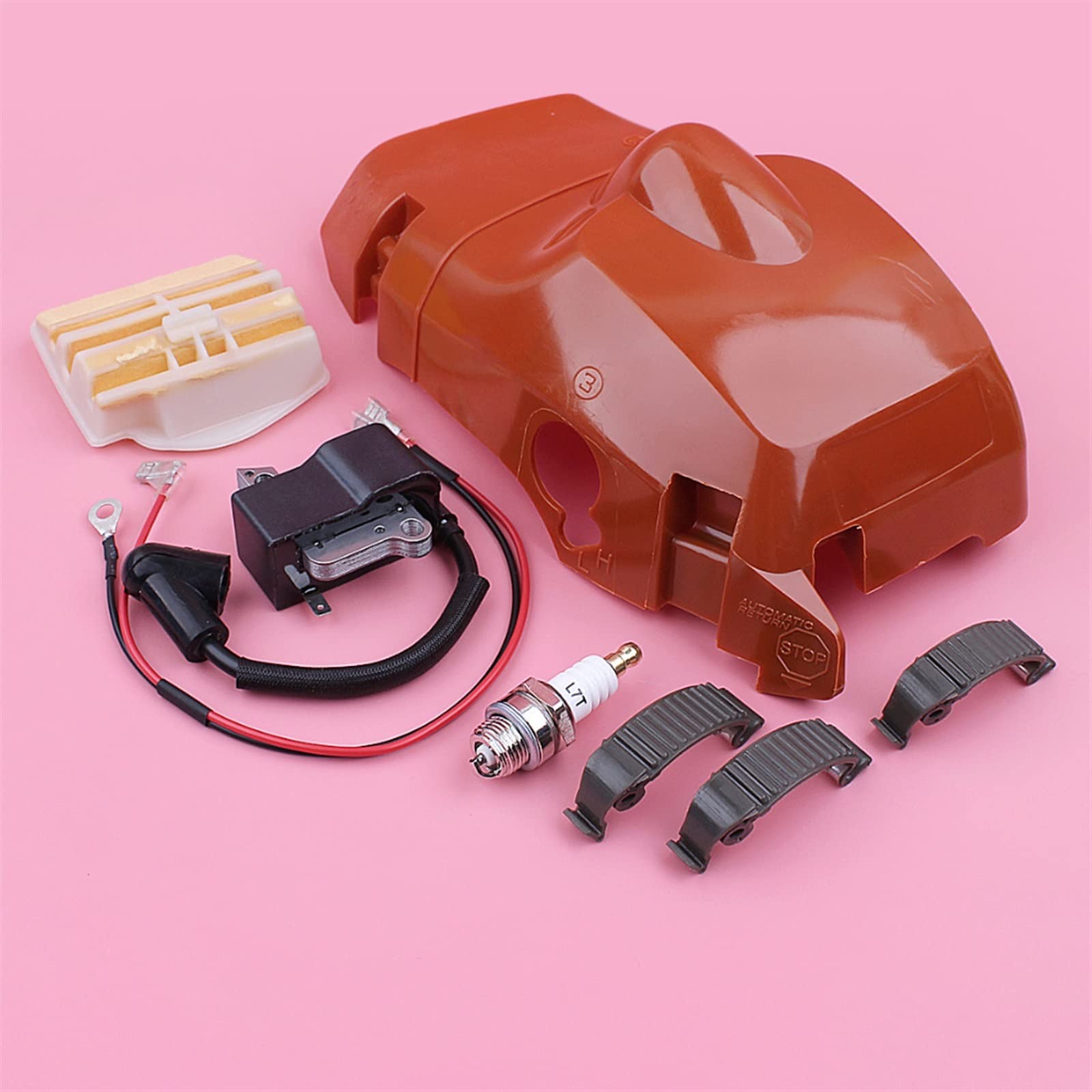 Tapa de cilindro superior bobina de encendido apta for Husqvarna 445 450 Snal Clip hebilla filtro de aire bujía motosierra reemplazar pieza de repuesto