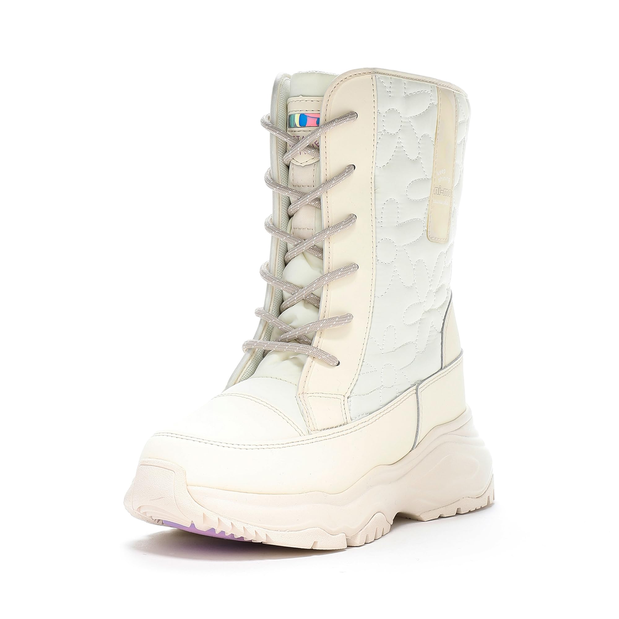 【MOON BOOT】ホワイト フェイクファー スノーブーツ24.5㎝ Icon faux fur-trimmed snow boots in white - Moon Boot