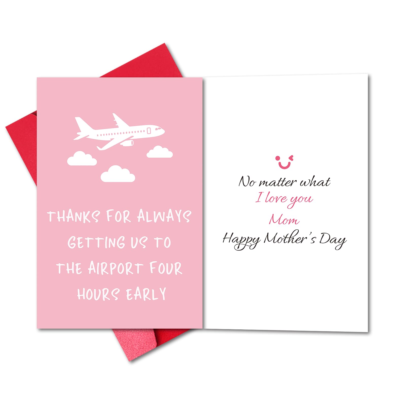 Photo 1 of **GREETING CARD BUNDLE** ONE MOTHER'S DAY AND ONE FATHER'S DAY LYMEQING Funny Double-Sided Mother's Day Card for Mom from Daughter Son, Humorous Mother's Day Card with Airport Joke & Heartfelt Wishes (Thanks for Always Getting Us to the Airport Four Hour
