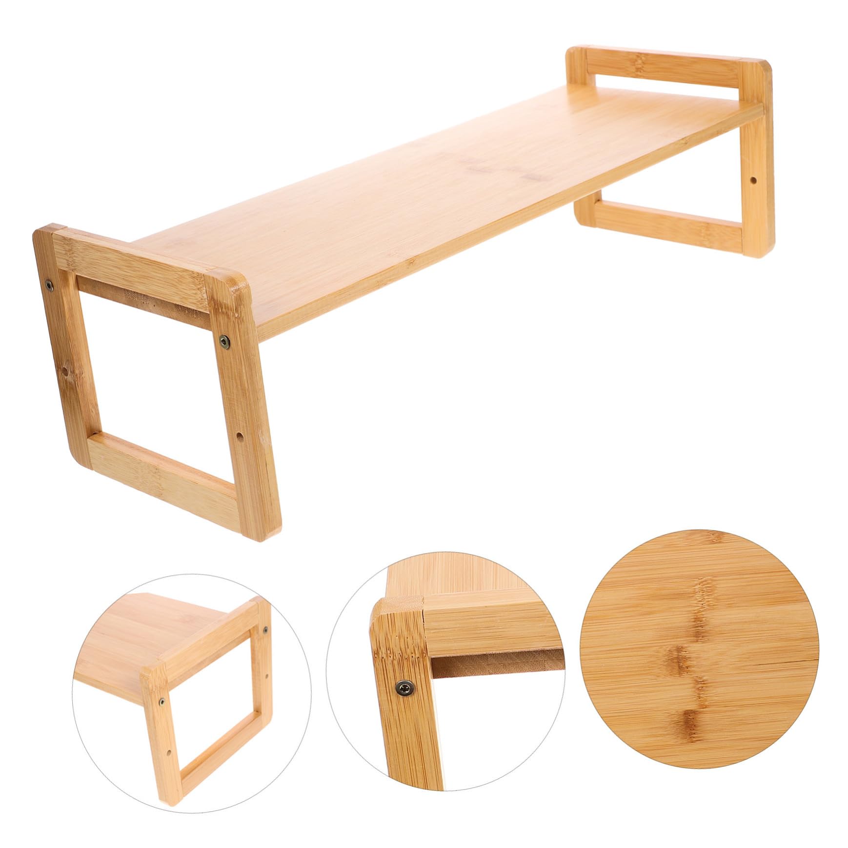 Supporto Rialzato per Monitor in Bamboo Naturale Organizzatore da Scrivania con Ripiano Singolo Elevatore per Computer Ergonomico e Multifunzionale per Ufficio e Laptop