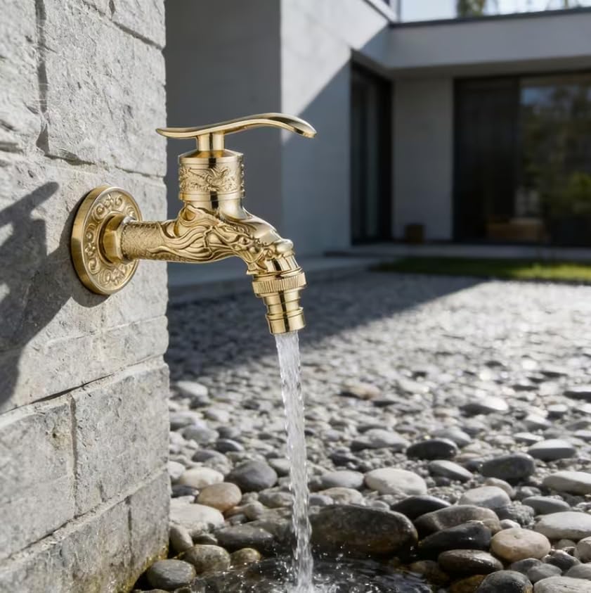 European Retro Bronze Single-Wall Cold-Wall Faucet, Washing Machine Faucet, Suitable for Kitchen/mop Sink/washbasin/Outdoor Garden
