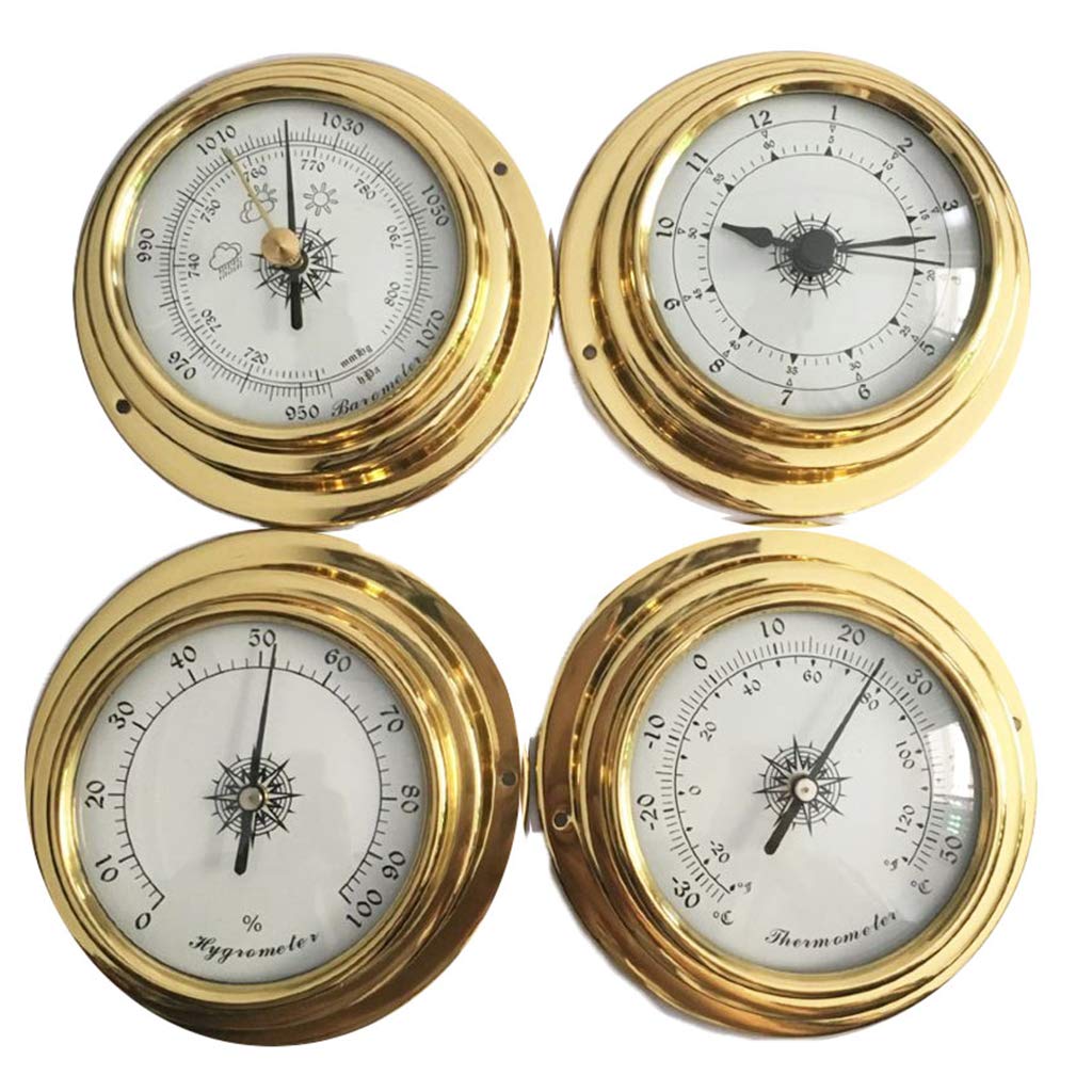 4 Zoll 4 PCS/Set Thermometer Hygrometer Barometer Uhren Uhr Kupfer für Shell Marine für Smart Hygrometer Thermometer