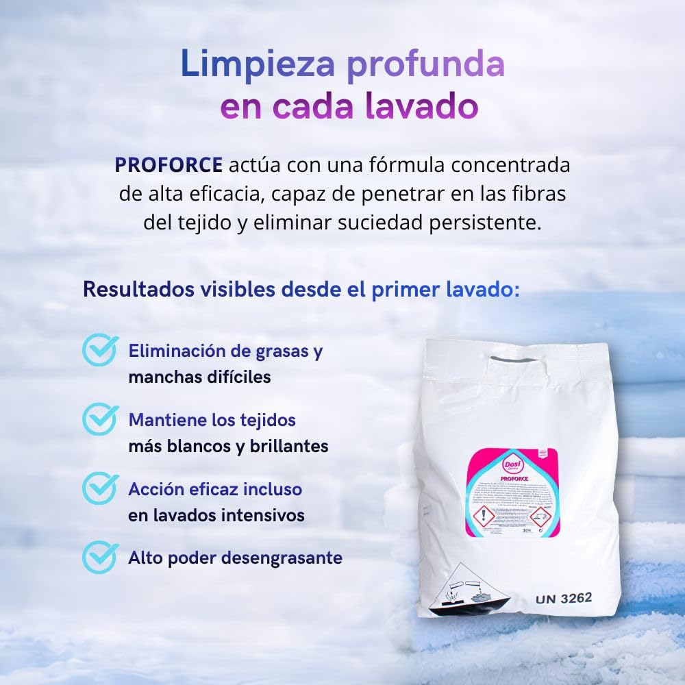 PROFORCE Detergente Industrial Profesional 10KG para Ropa de Trabajo y Talleres – Desengrasante en Polvo Alta Concentración – Elimina Grasa, Aceite y Suciedad Difícil – Hasta 400 Lavados