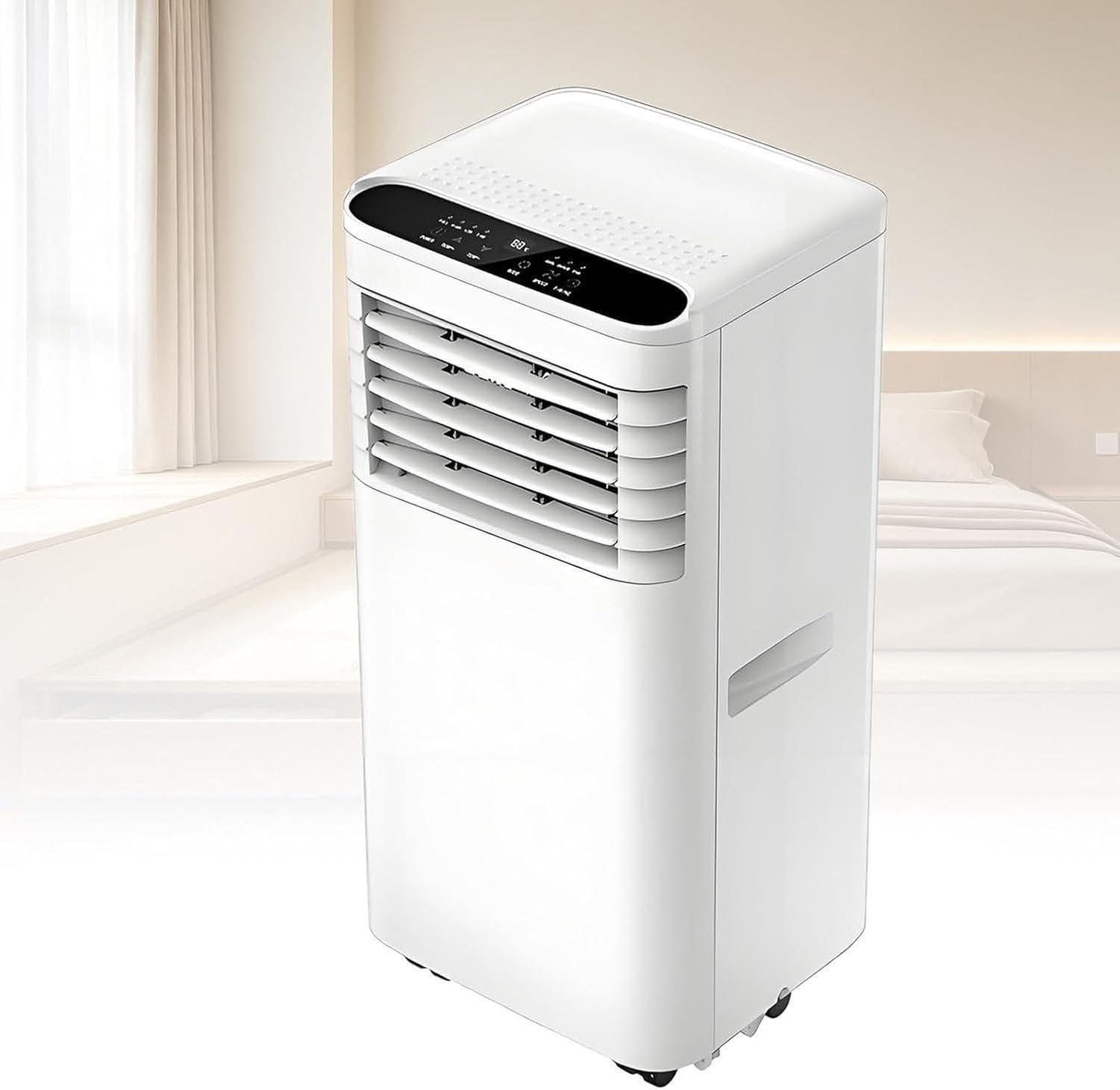 Mobilny klimatyzator 7000 BTU 4 w 1 z pilotem, timerem 24H, kółkami i okienkiem, do sypialni, proste użytkowanie, bez użycia narzędzi