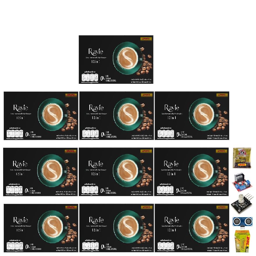 Ravieee Instant Coffee Mix Powder Arabica Roasted Intense Much Mellow Delicious Good Shape 12-in-1 Coffee (10 Sachets) Set 10 By Beautygoodshop [Get Free For You Beauty Gifts]