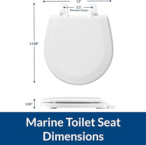 Miniatura 4 de BEMIS TC50TTA MARINE - Asiento de inodoro pequeño hecho para barcos y caravanas, madera duradera, color blanco