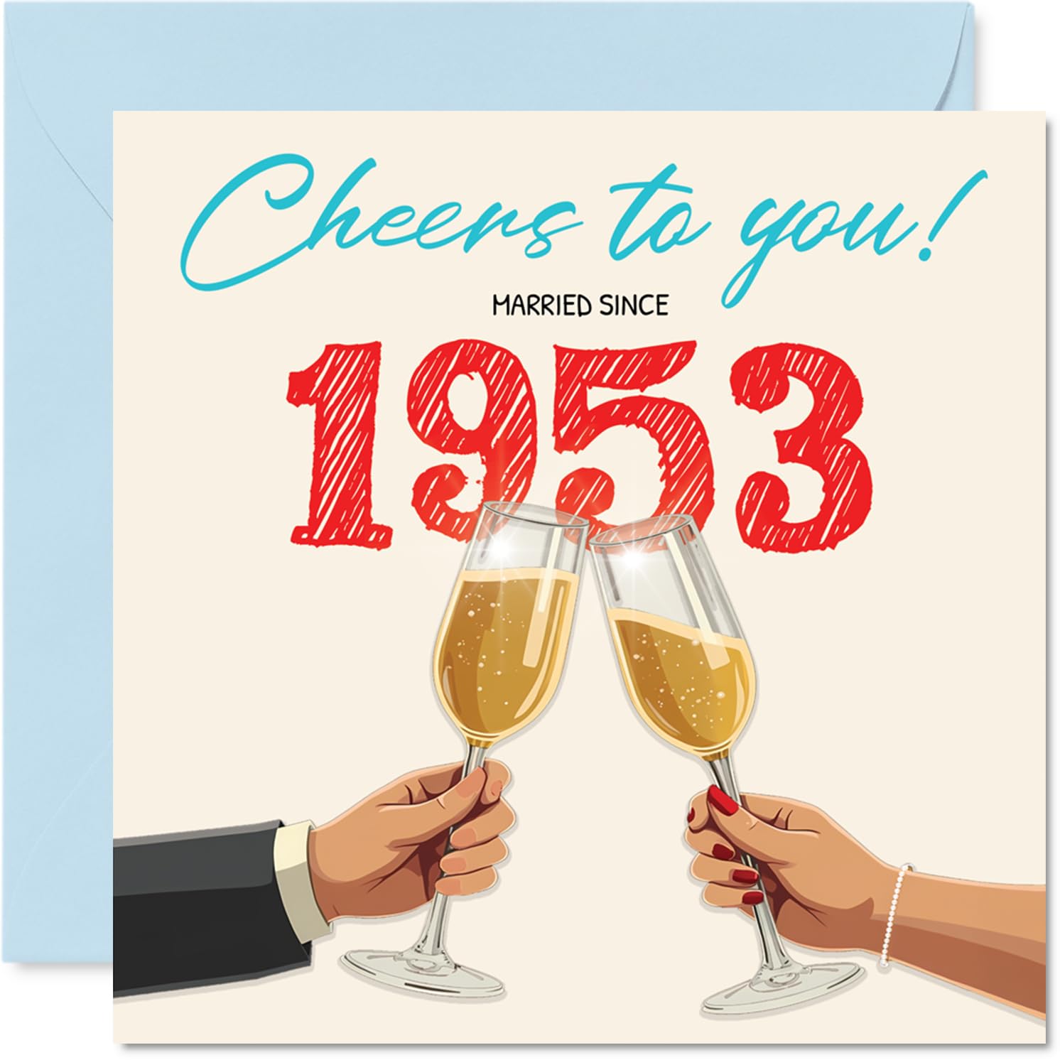 73rd Anniversary Card for Women Men - Cheers! Married Since 1953 - Happy 73 Year Anniversary Card for Wife Companion Partner Husband, 145mm Wedding Anniversaries Greeting Cards