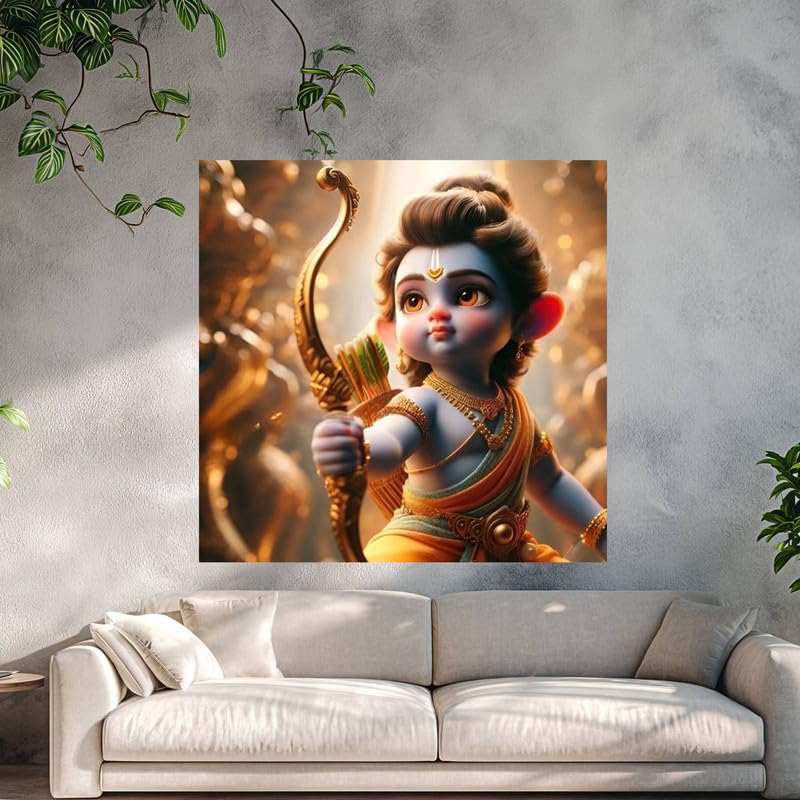 Image of British Terminal Cute little Bal Gopal Baby God Krishna| Kanha Ji | Laddu Lord Makhan Chor Painting Religious Poster for Pregnant Women for wall (matt thin vinyl,sticker,multicolor,unframed)| bj216