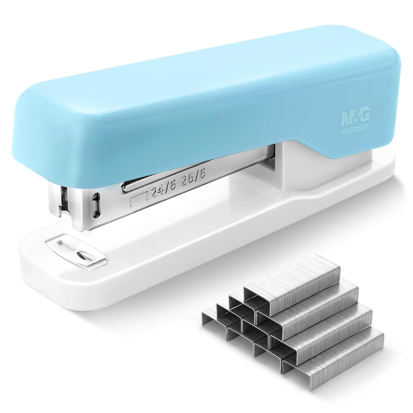 M&amp;G Desktop Stapler, Basic Office Stapler with 1000 Staples, 20 Sheet Capacity, Portable Small Desk Staplers for School Home Office (Blue)