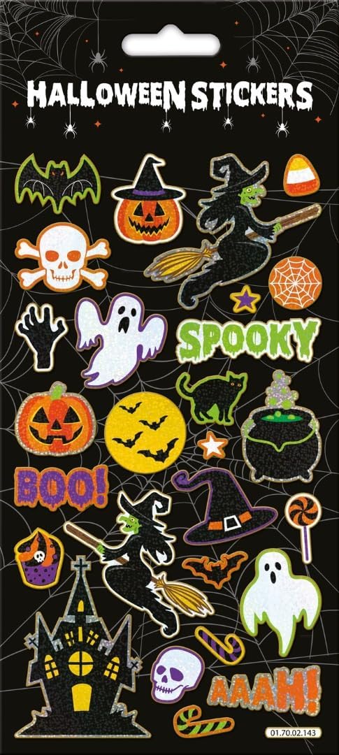 Paper Projects 01.70.02.143 Halloween Spooky Stickers, Black
