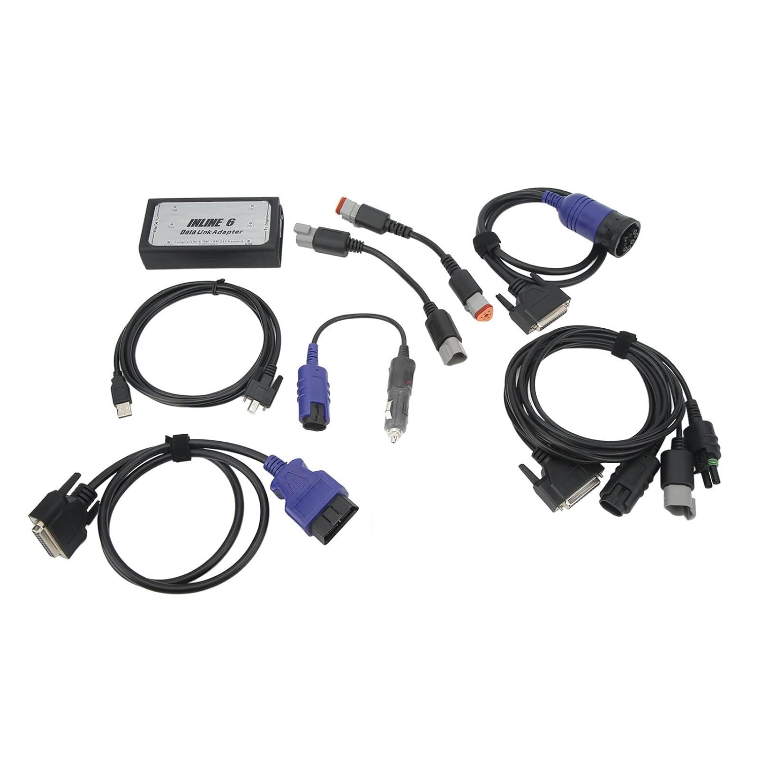 Heavy Duty Truck Scanner, 6 LEDs Inline 6 Data Link Adapter Kit CAN