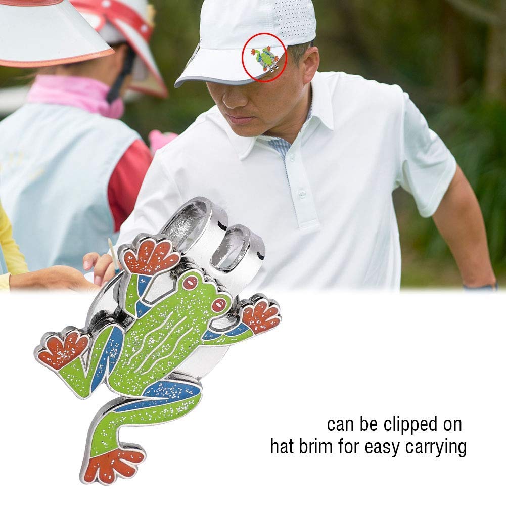 VGEBY1 Klips do czapki golfowej, uroczy kształt żaby metalowy golf mini magnetyczny znacznik piłkowy czapka golfa daszek klips do treningu akcesorium
