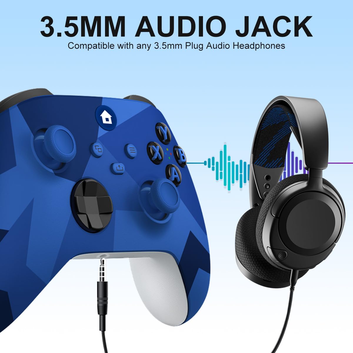 SWCTIM Xbox Controller Wireless für Xbox One, Xbox Series X/S, 3.5mm Kopfhörerbuchse, 2.4GHz Wireless Adapter, Camo Blau