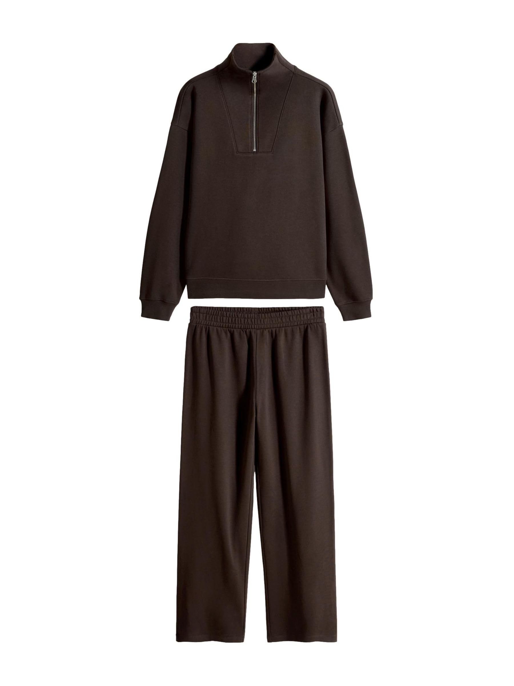 THE SET Donne Confezione da 2 felpe a collo alto con mezza zip e pantaloni da jogging a gamba larga