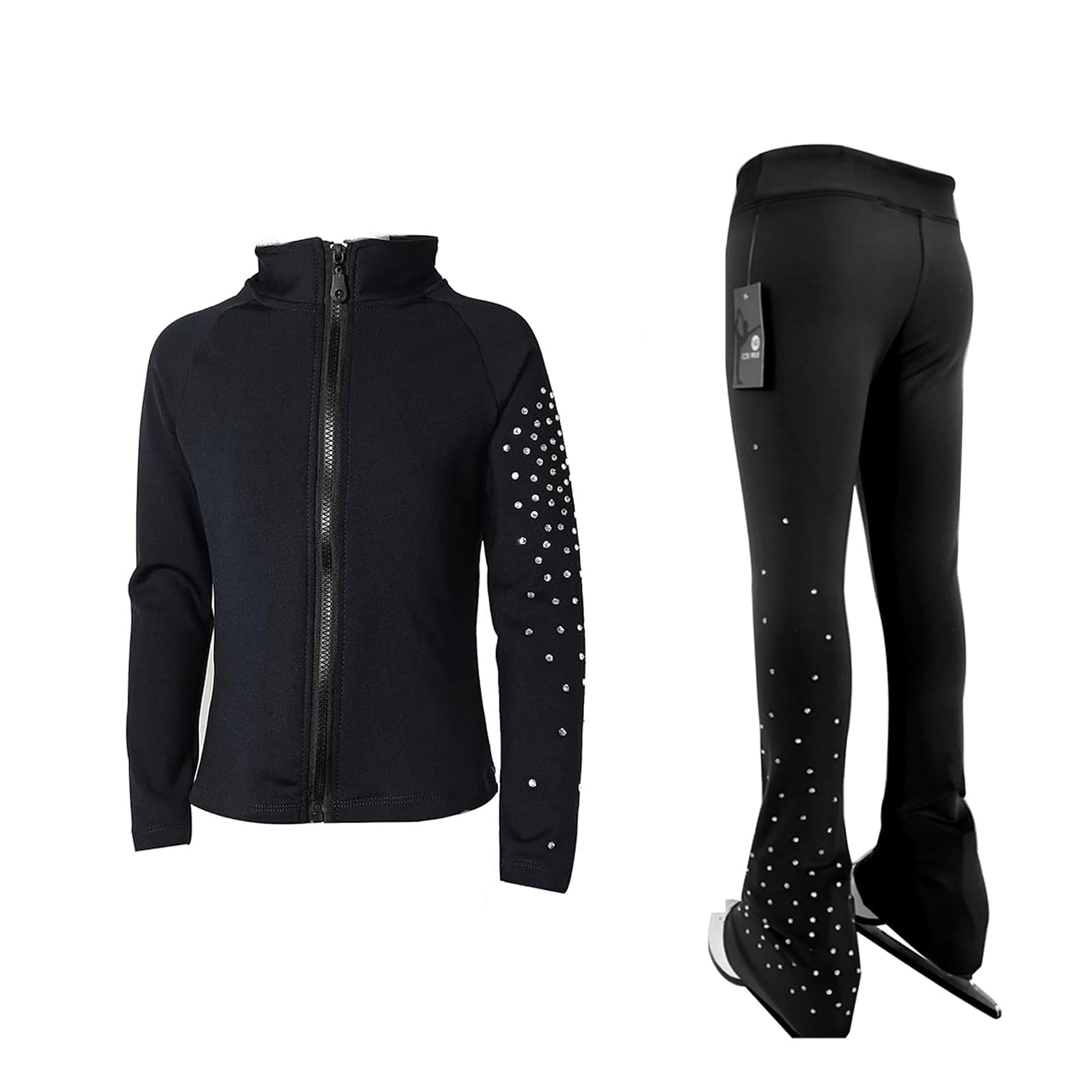 LIUHUO Eiskunstlauf-Trainingshose, Jacken, Mädchen, Damen, Fleece, glänzend, bunt