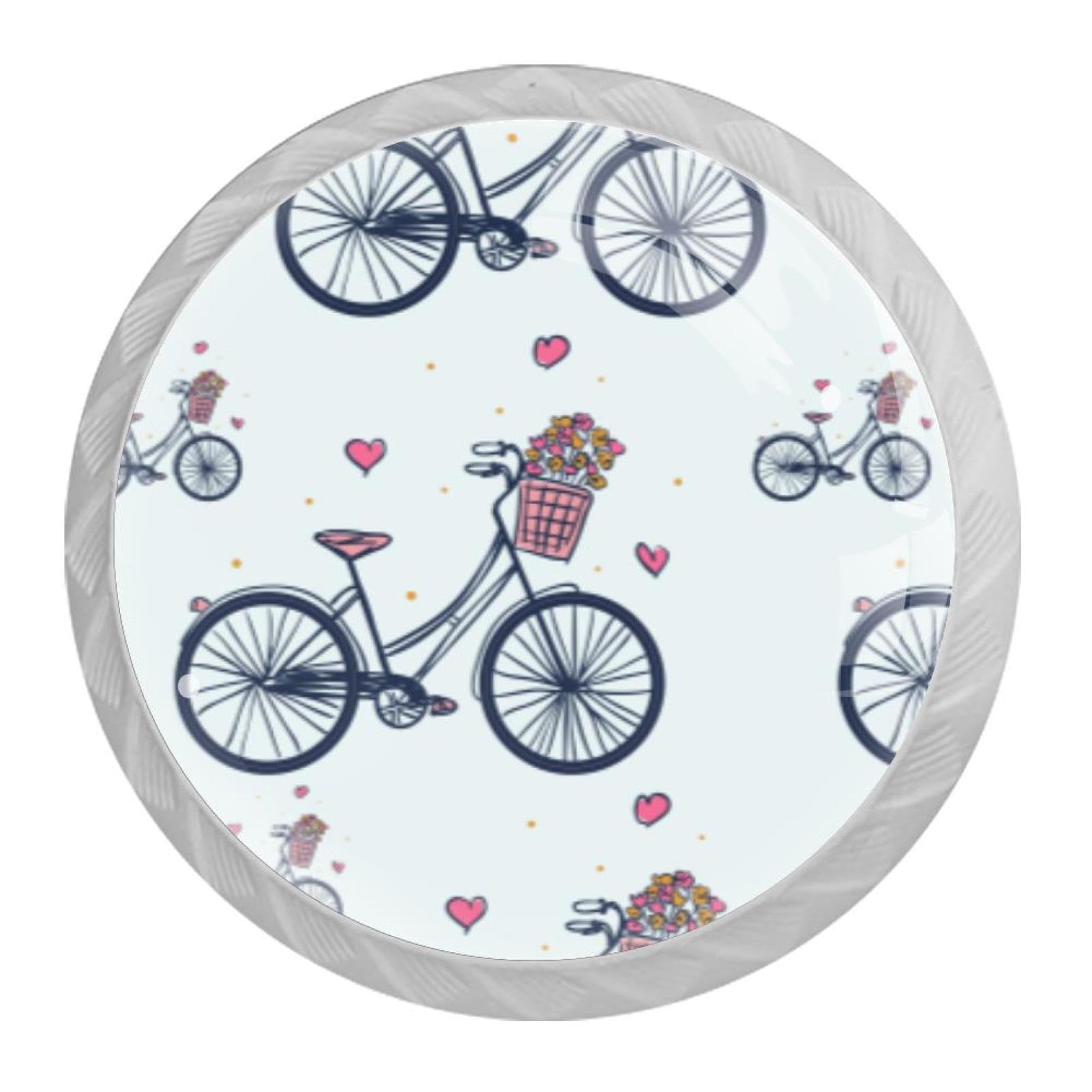 Tqmspg Multi17 4 Pieces Drawer Pulls Bicycle Pattern Door Knobs Dresser Handles For Kitchen Wardrobe Cupboard Hardware Furniture