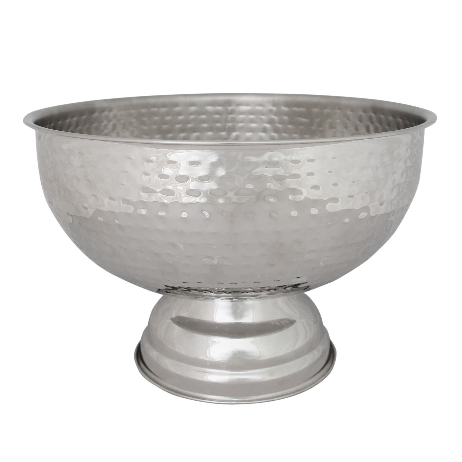 Rink Drink Stainless Steel Champagne Ice Bucket - 35cm Hammered - 1x Home Pub Garden Table Wine Champagne Water Beer Bottle Drinks Cooler