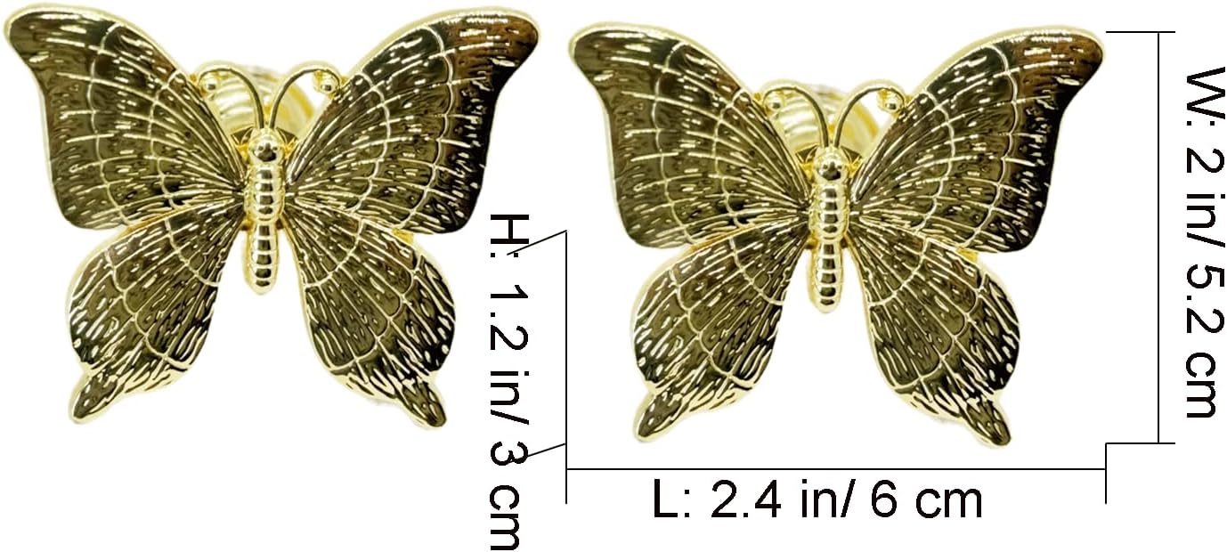 2 Pcs Gold Butterfly Kitchen Cabinet Knobs Cute Dresser Drawer Pulls Zinc Alloy Single Hole Decorative Handles Modern Furniture Hardware for Closet Cupboard Bedroom Bathroom