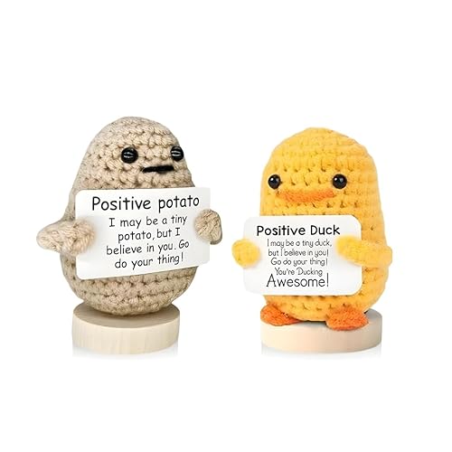 Motivational Positive Potato & Positive Duck, Handmade Crochet Plush Set