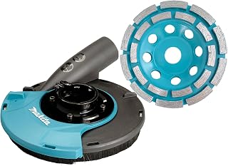 Makita 191W06-8 Vacuum Cover Set incl. Premium Diamond Grinding Head 125 mm | Vacuum Cover for Angle Grinder | Concrete, Estrich, Stick Tester | Fit for DGA504, DGA506, DGA517, GA4540 etc.