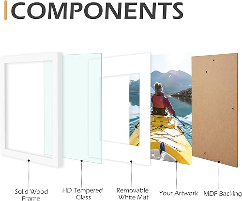 Miniatura 4 de Golden State Art, Marco de fotos marrón de 11 x 14 pulgadas para fotos de 8 x 10 pulgadas con paspartú o de 11 x 14 pulgadas sin paspartú, madera