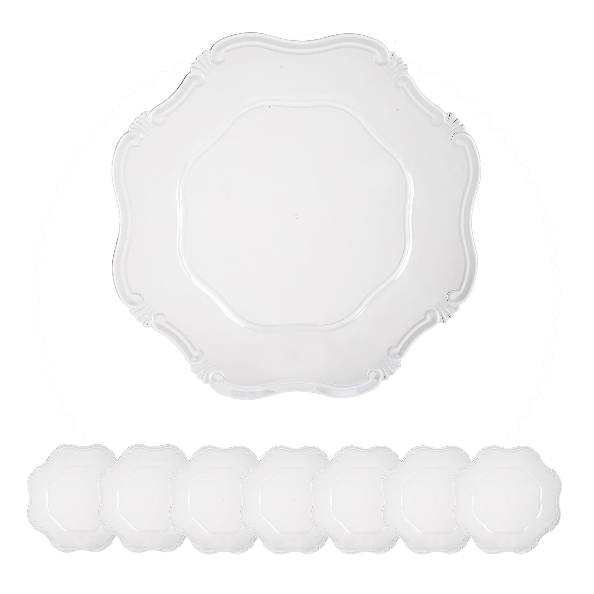HXUHUWS Elegant Plastic Charger Plates for Colorful Dining Experiences, Set of 8, 13-Inch Clear Design
