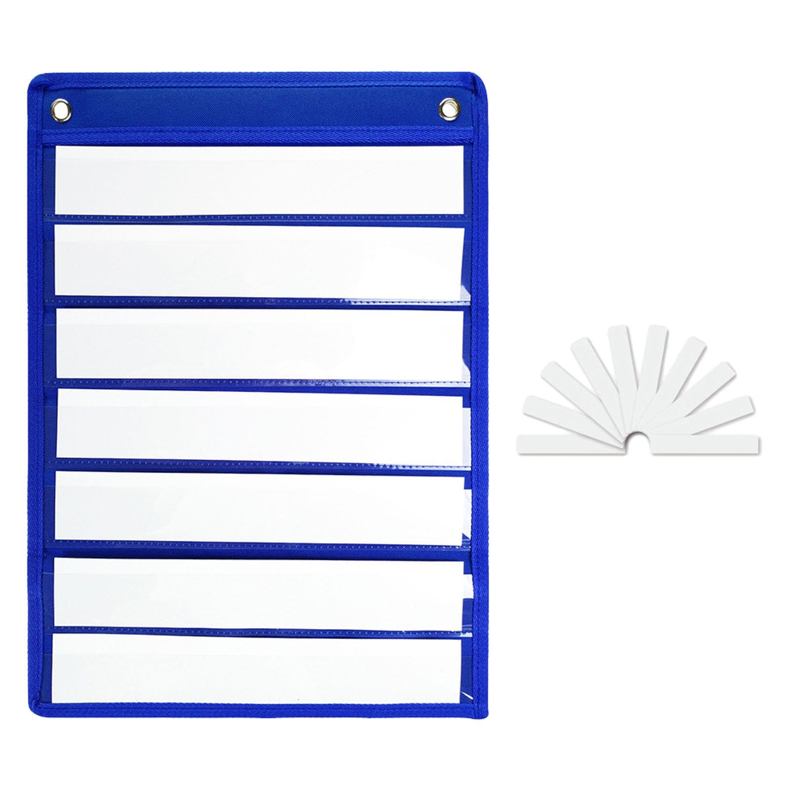Póster de bolsillo magnético de tela resistente con tarjetas reutilizables