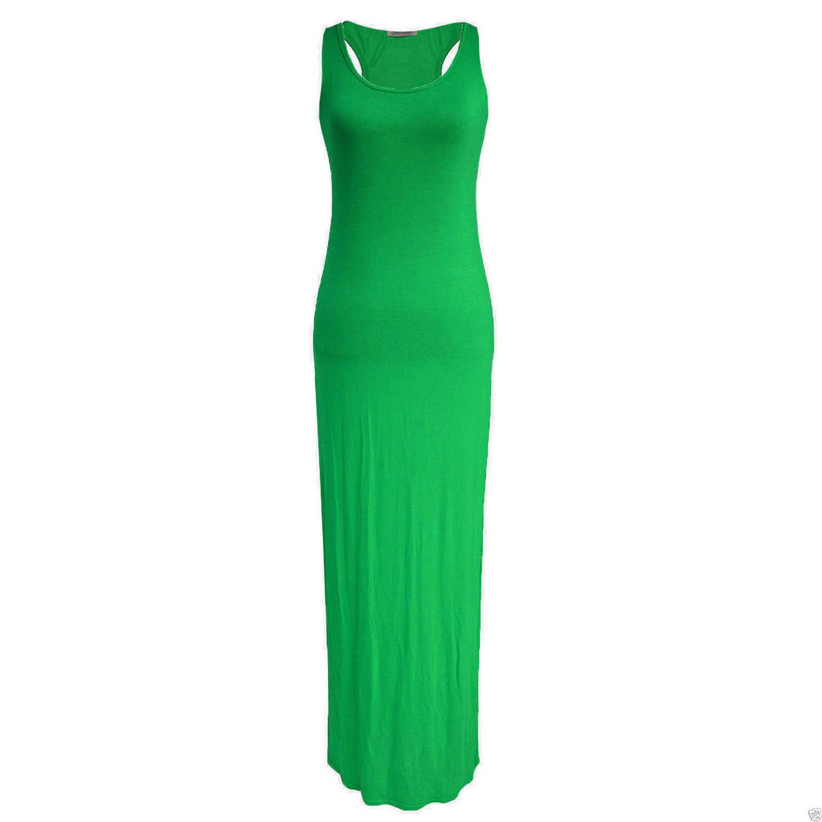 Women Ladies Jersey Long Summer Vest Racer Muscle Back Maxi Dress Plus Size 8-26 (XXXL (24-26), Brown)