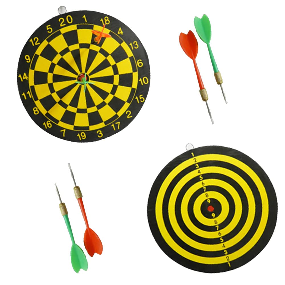 Dart Board Set 3pc Target Play Game Room Bar Man Cave Wall Hanging Dual Side 9.5