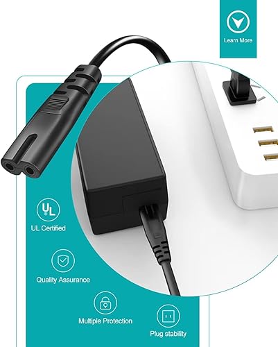 Miniatura 10 de Cable de alimentación de CA de 2 clavijas apto para ONN. 100008736, JBL PartyBox 100 200 300 310 710 1000 Altavoz Bluetooth inalámbrico de reemplazo