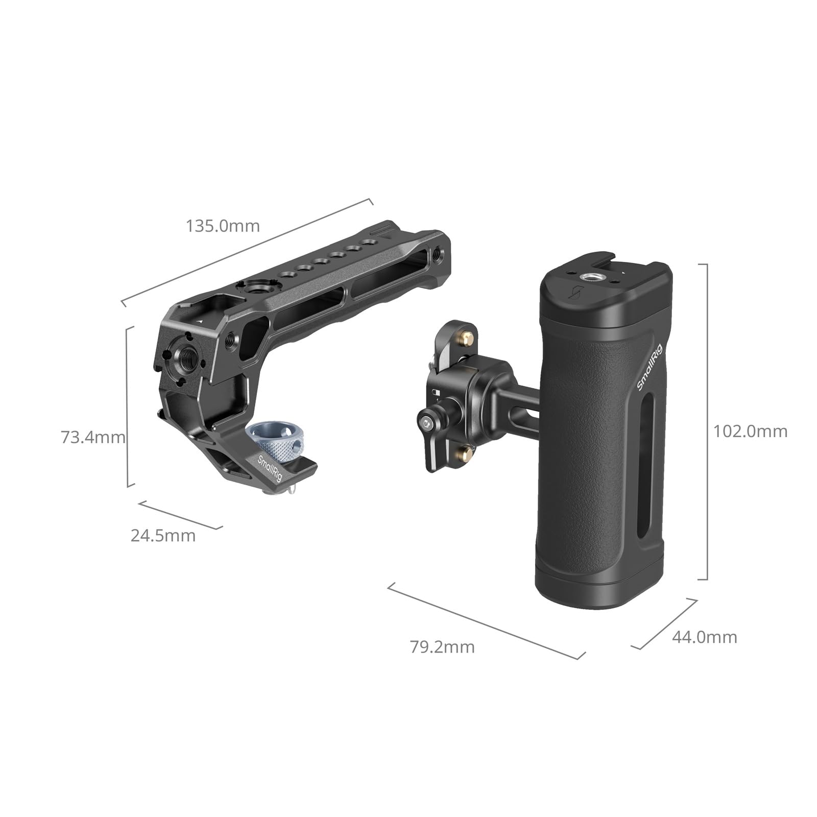 SMALLRIG Kit de Mini-Poignées Latérales et Supérieures pour Cage de Caméra, Poignée Ergonomique pour Gaucher ou Droitier, Réglable en Hauteur (30 mm) - 5949