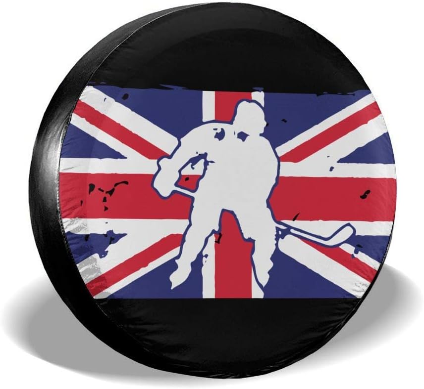 WBinHua Spare Wheel Covers, Sports Fan Tire Covers Hockey Great Britain Flag Universal Spare Wheel Tire Cover Fit for Trailer,RV,SUV and Many Vehicle