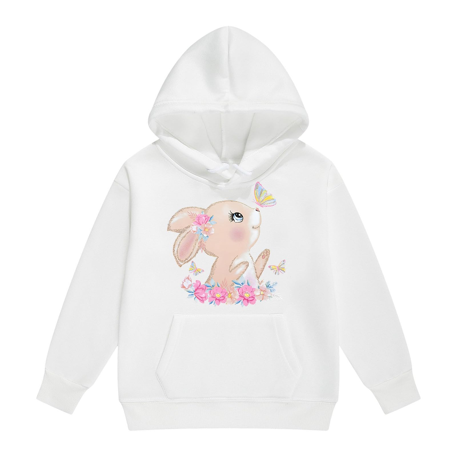 Sweatshirts pour filles cool Hoodies et sweatshirts pour filles Pullover mignon avec imprimé lapin pour tout-petits, vêtements d'extérieur décontractés, veste polaire chaude pour l'hiver Pullover rayé