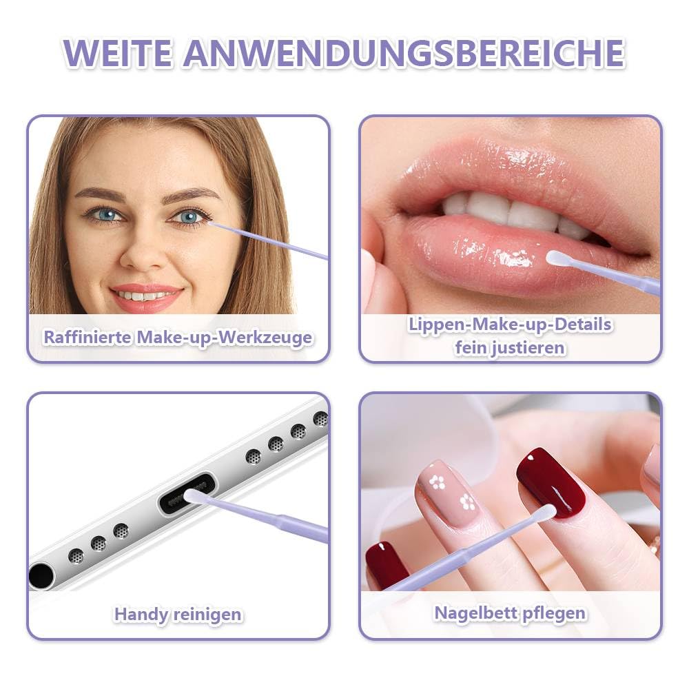 Dreamil Lot de 400 micro-pinceaux applicateurs jetables pour cils, mascara et maquillage (rose/violet clair/bleu)