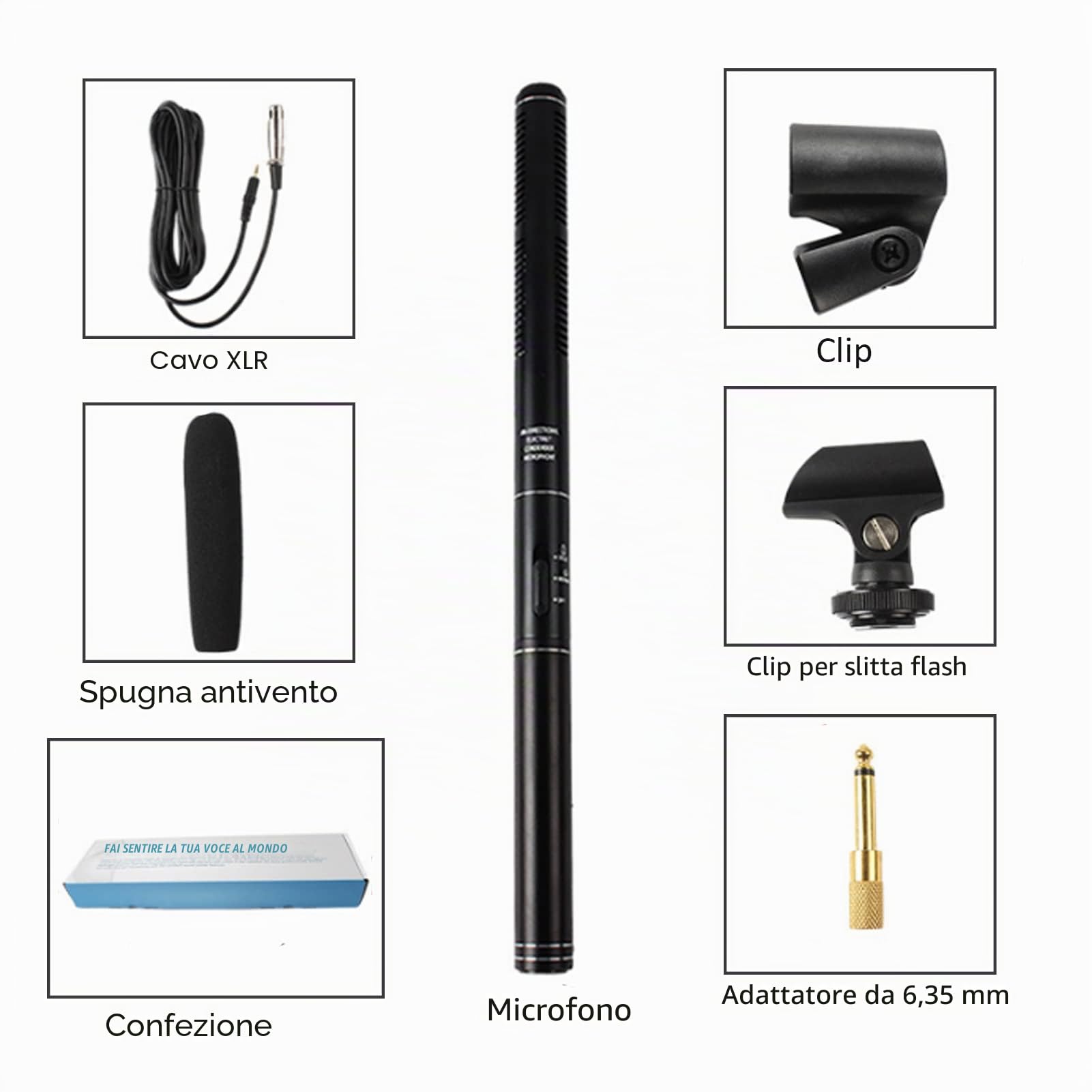 Microfono per Interviste, Microfono per Fucile a Condensatore XLR Cablato da 36 Cm/14,2 Pollici, Microfono per Videocamera per Interviste con Riduzione del Rumore Portatile per Registrazione, Discorso