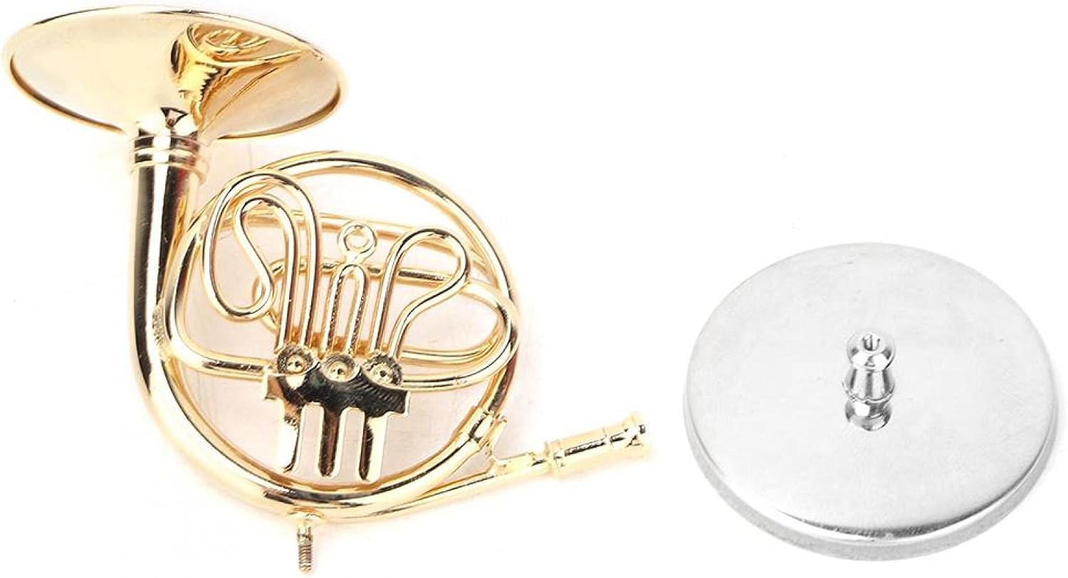 Agatige Miniature French Horn, Instrumento Ornament Golden Mini Baritone Horn Model with Stand Box for Music Lover : Musical Instruments