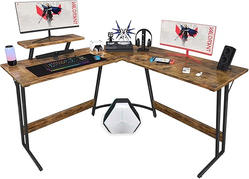 Miniatura 18 de Homall Escritorio de Gaming en Forma de L Rosa, Mesa de Escritorio para Computadora PC de Esquina con Soporte Grande para Monitor para Oficina en